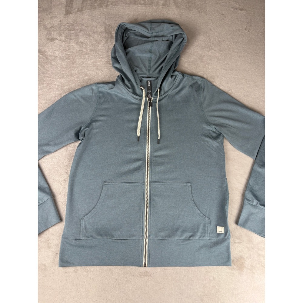 Vuori Halo Essential Full Zip Hoodie Blue Gray DreamKnit Sweatshirt Womens S
